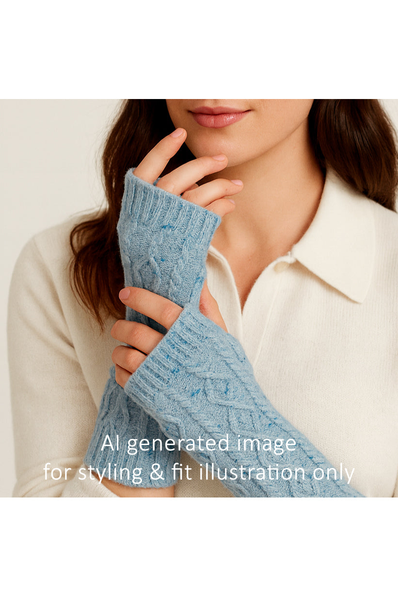Aran Cable Donegal Tweed Wrist Warmers