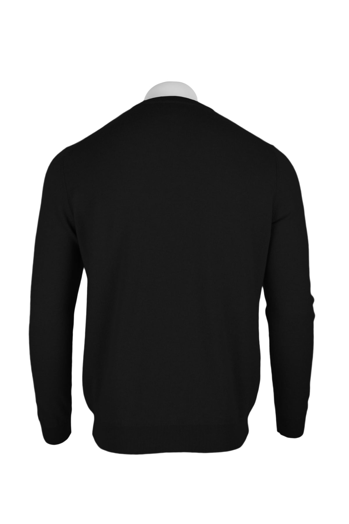 Black - Back | Men's Knitted Classic Crew Neck Cashmere Sweater