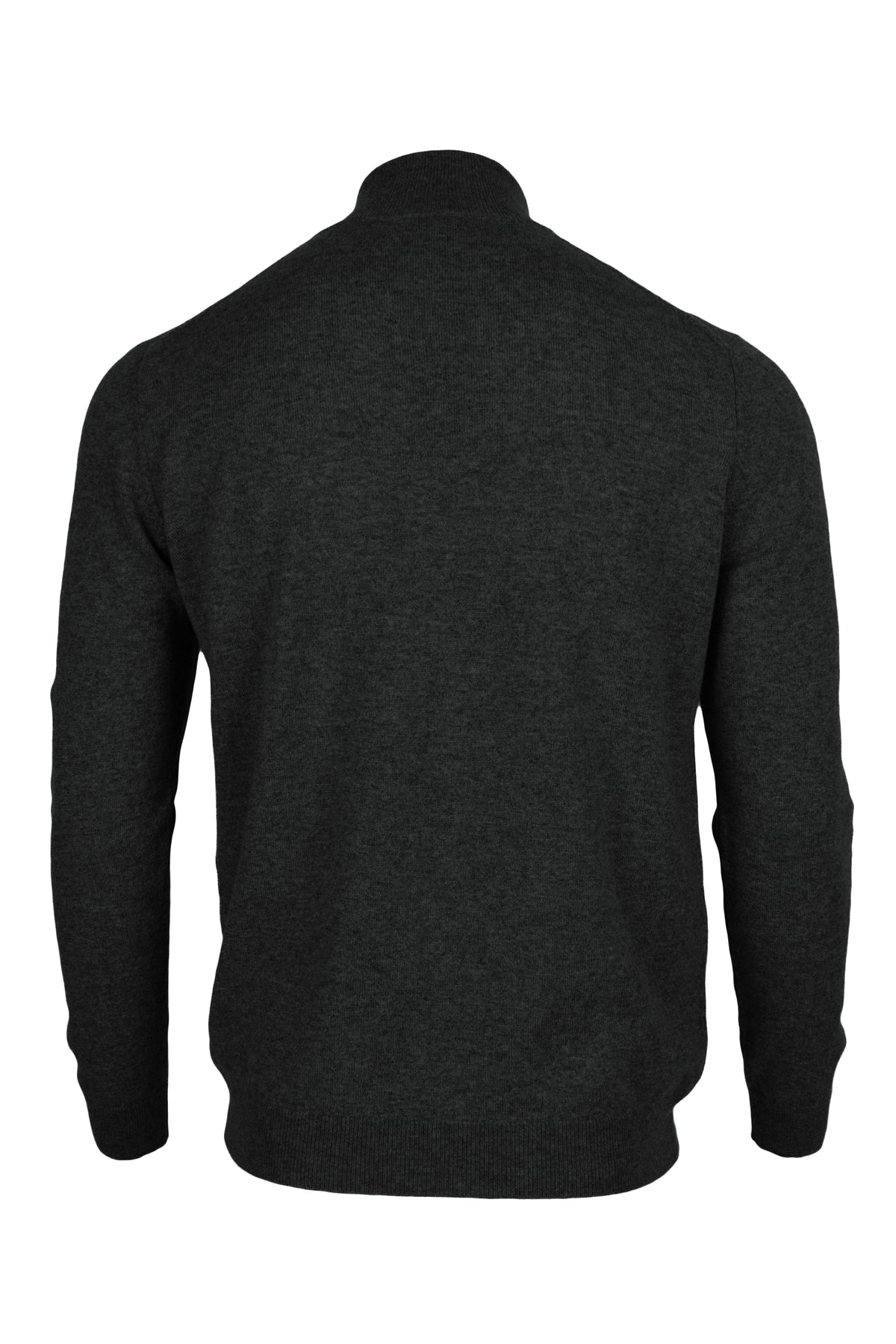 Charcoal Grey - Back | Men's Knitted Classic Cashmere Zip Neck Sweater