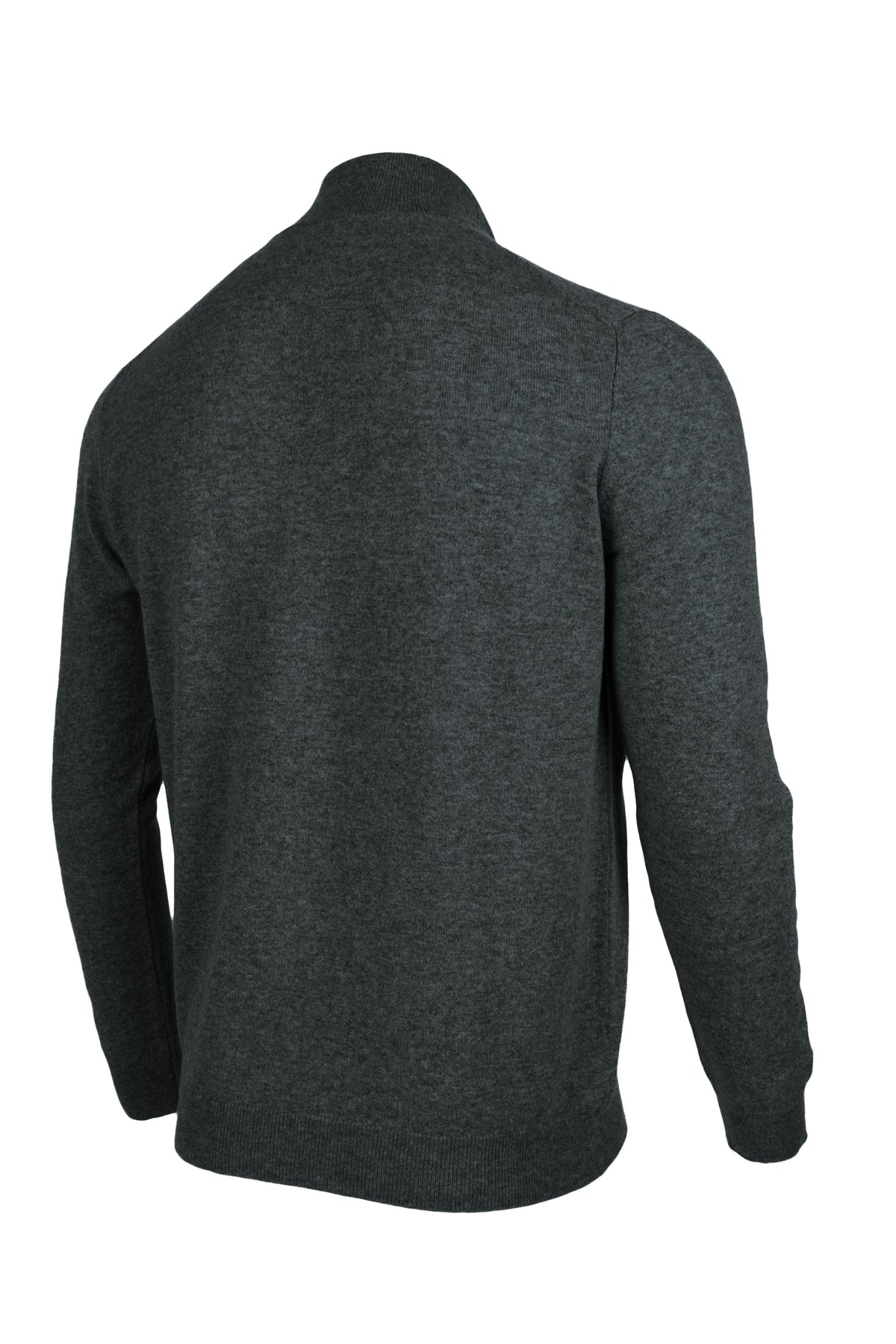 Derby Grey - Back Side | Men's Knitted Classic Cashmere Zip Neck Sweater