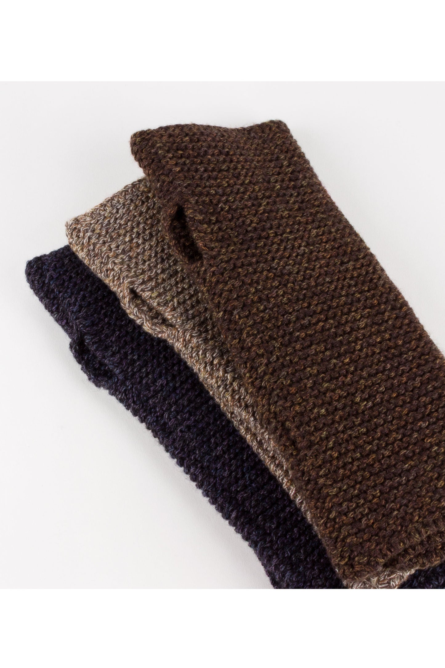 Knitted ribbed cashmere silk wrist warmers, made in Scotland by Love Cashmere