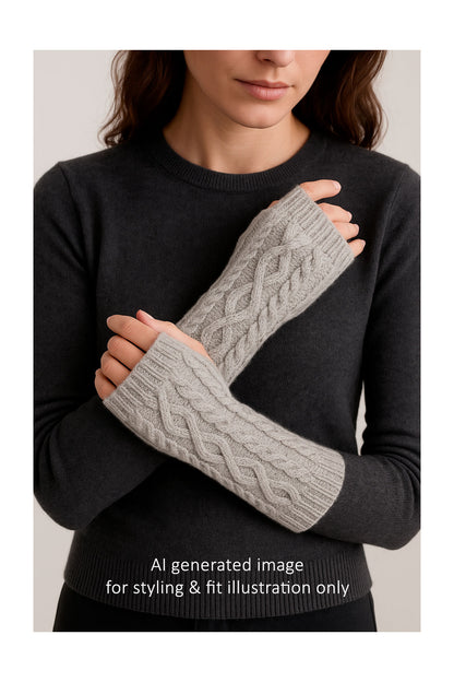 Aran Cable Cashmere Wrist Warmers
