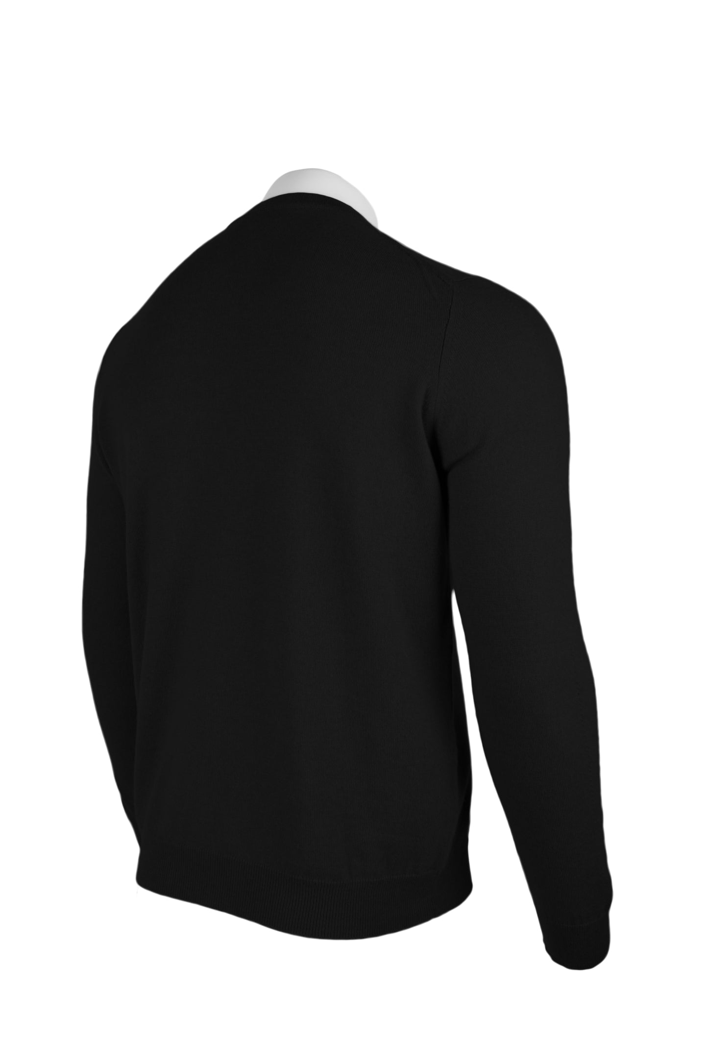 Black - Back Side | Men's Knitted Classic Crew Neck Cashmere Sweater