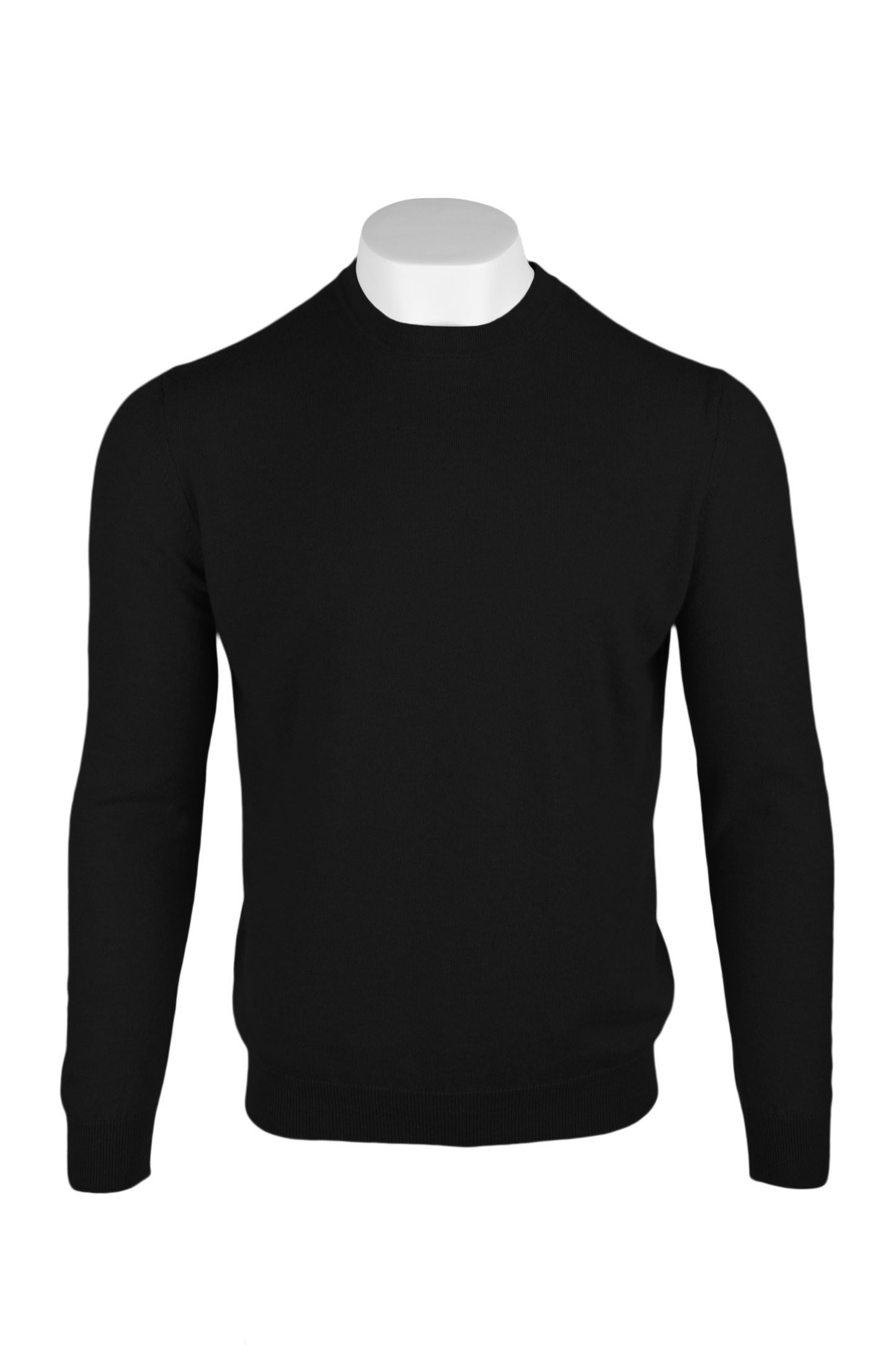 Black - Front | Men's Knitted Classic Crew Neck Cashmere Sweater
