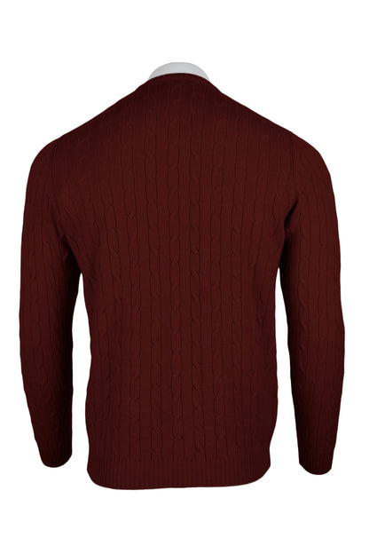Men's Cable Crew Neck Cashmere Sweater