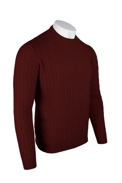 Men's Cable Crew Neck Cashmere Sweater