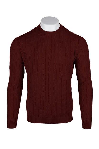 Men's Cable Crew Neck Cashmere Sweater