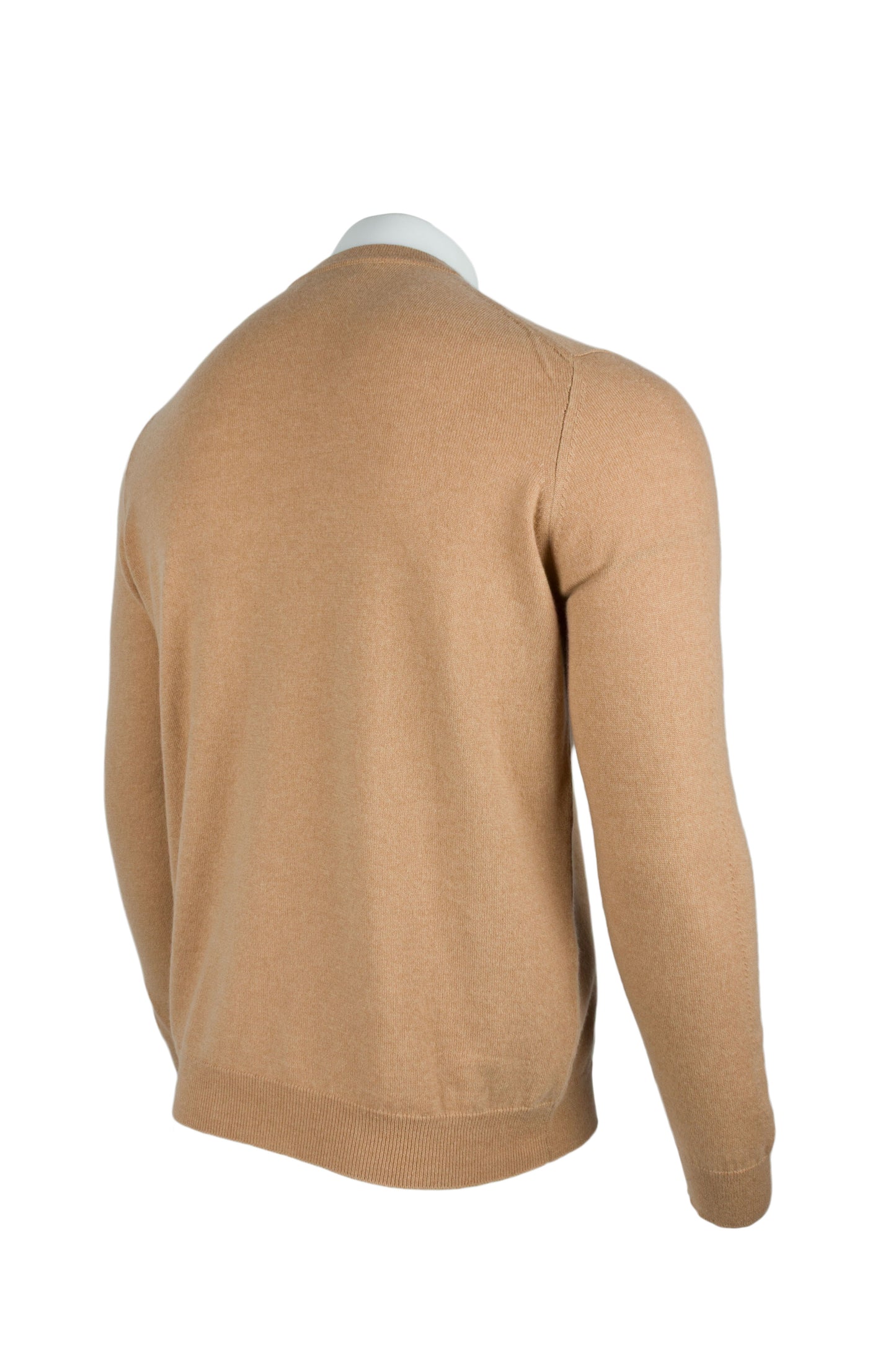 Camel - Back Side | Men's Knitted Classic Crew Neck Cashmere Sweater