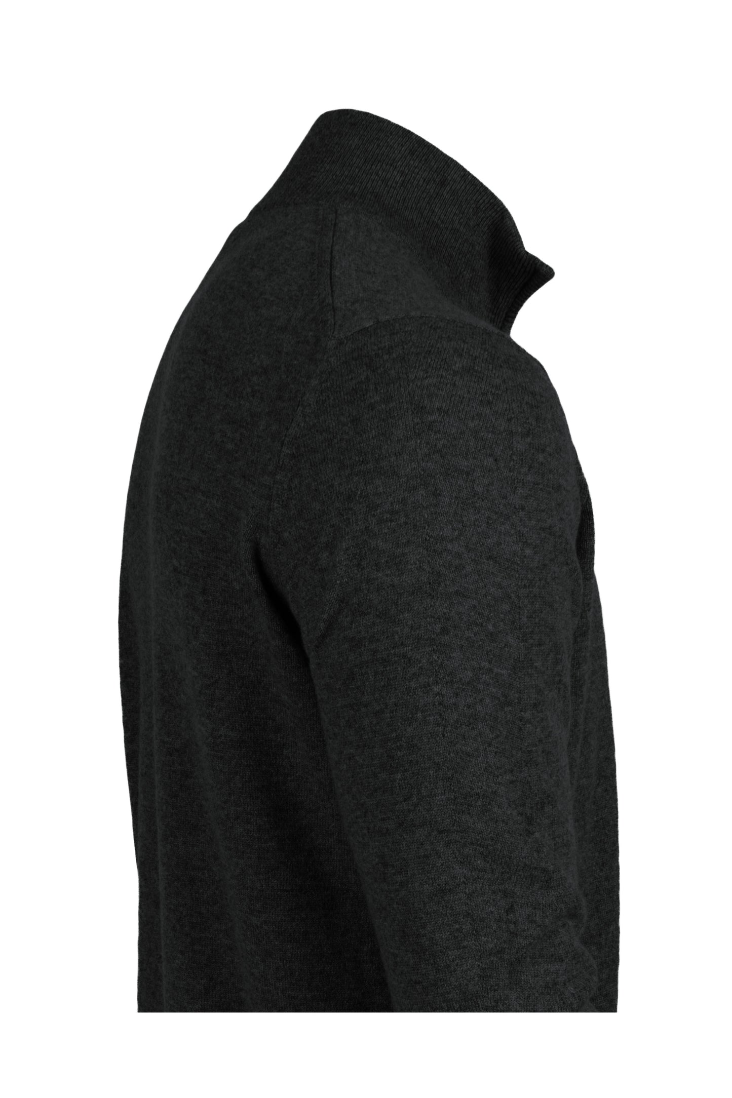 Charcoal Grey - Side | Men's Knitted Classic Cashmere Zip Neck Sweater