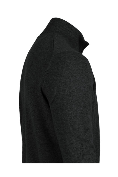 Charcoal Grey - Side | Men's Knitted Classic Cashmere Zip Neck Sweater