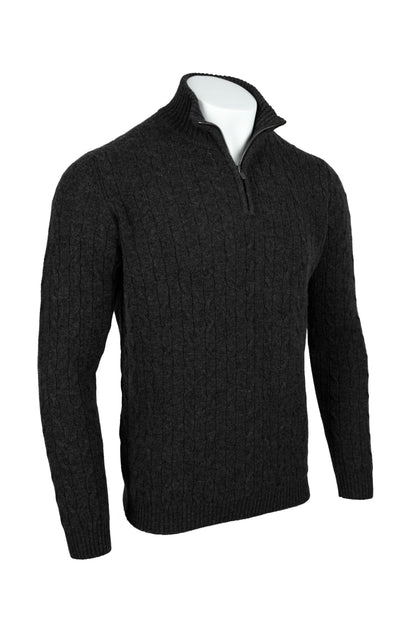Men's Cable 1/4 Zip Cashmere Sweater