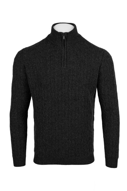 Men's Cable 1/4 Zip Cashmere Sweater
