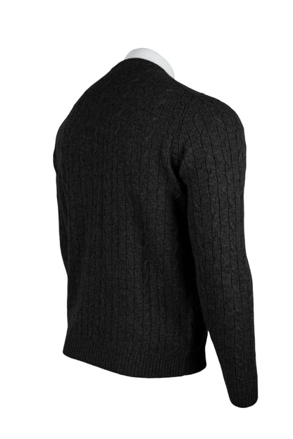 Men's Cable Crew Neck Cashmere Sweater