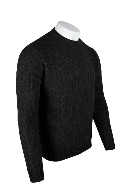 Men's Cable Crew Neck Cashmere Sweater