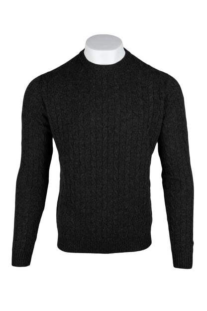 Men's Cable Crew Neck Cashmere Sweater