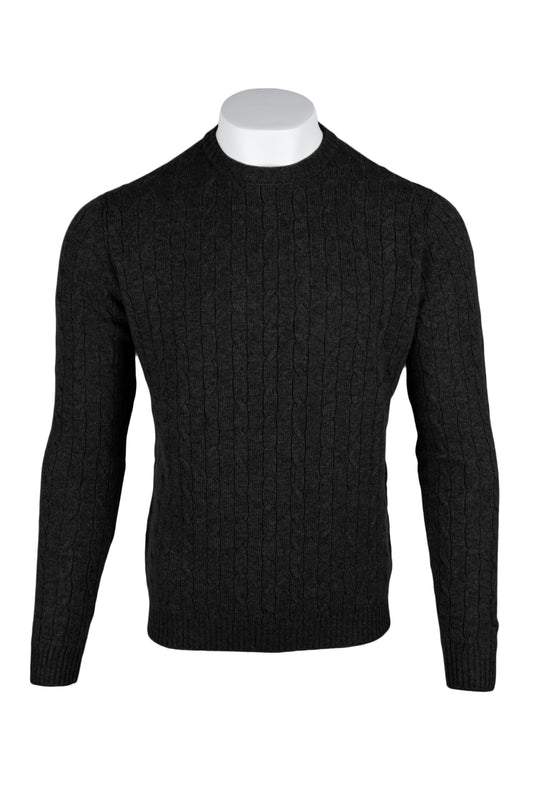 Men's Cable Crew Neck Cashmere Sweater