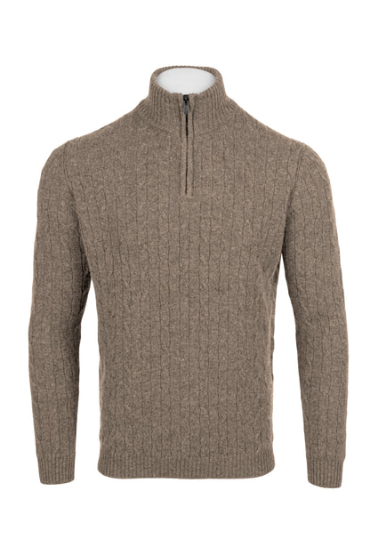 Men's Cable 1/4 Zip Cashmere Sweater