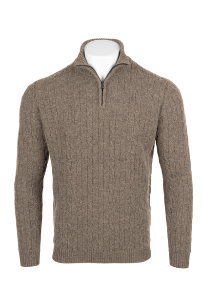 Men's Cable 1/4 Zip Cashmere Sweater
