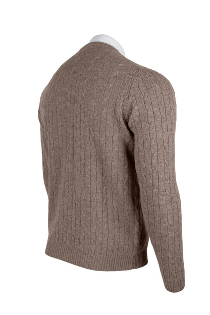 Men's Cable Crew Neck Cashmere Sweater