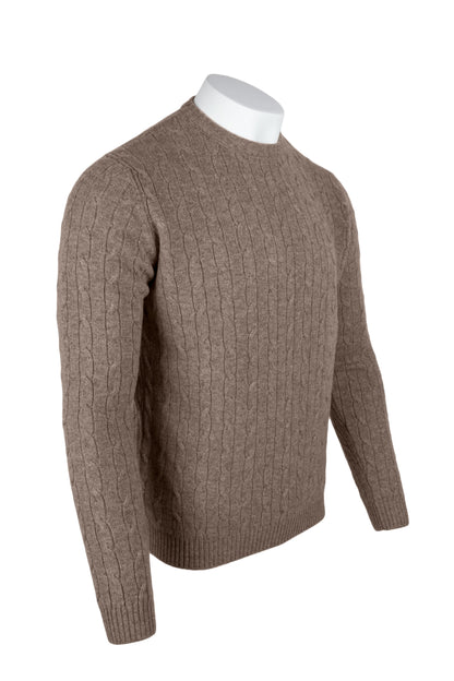 Men's Cable Crew Neck Cashmere Sweater