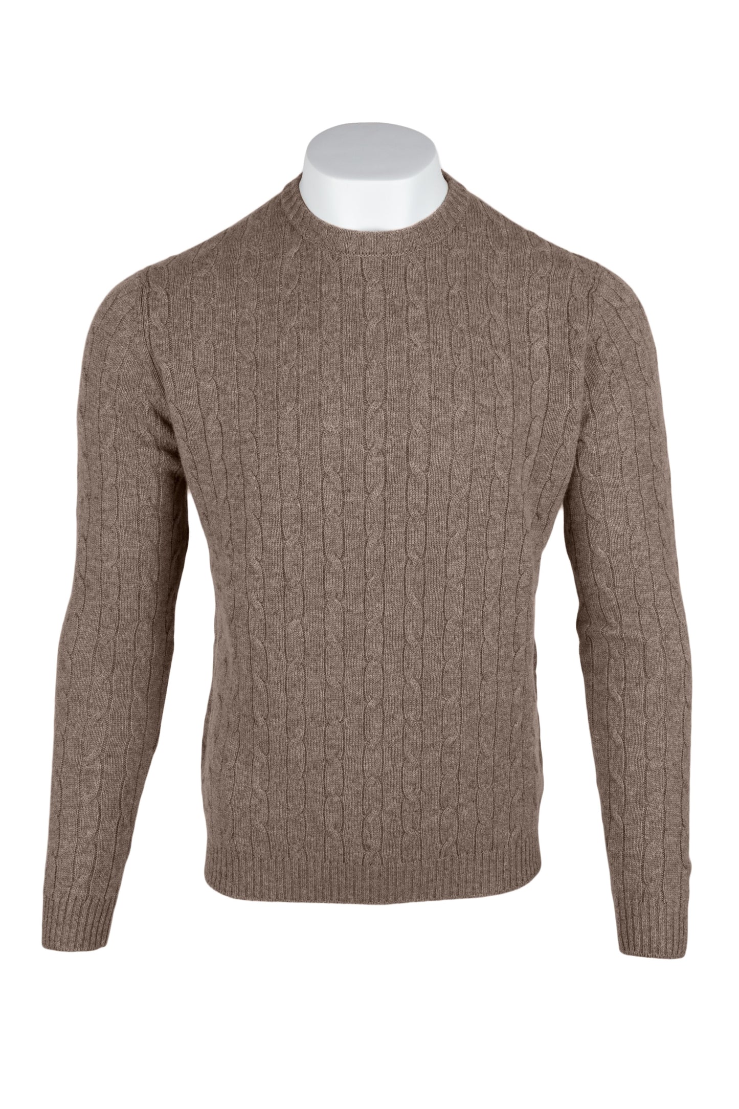 Men's Cable Crew Neck Cashmere Sweater