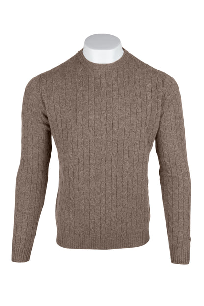 Men's Cable Crew Neck Cashmere Sweater