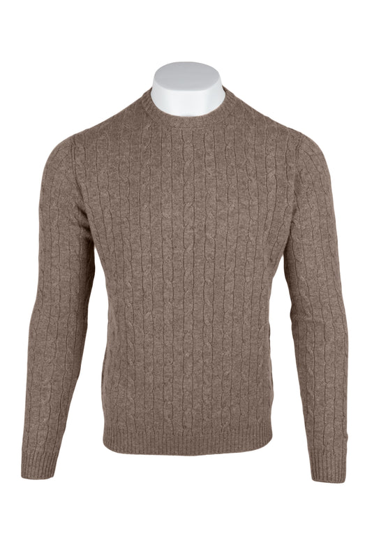 Men's Cable Crew Neck Cashmere Sweater