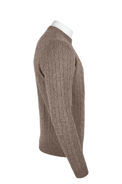 Men's Cable Crew Neck Cashmere Sweater