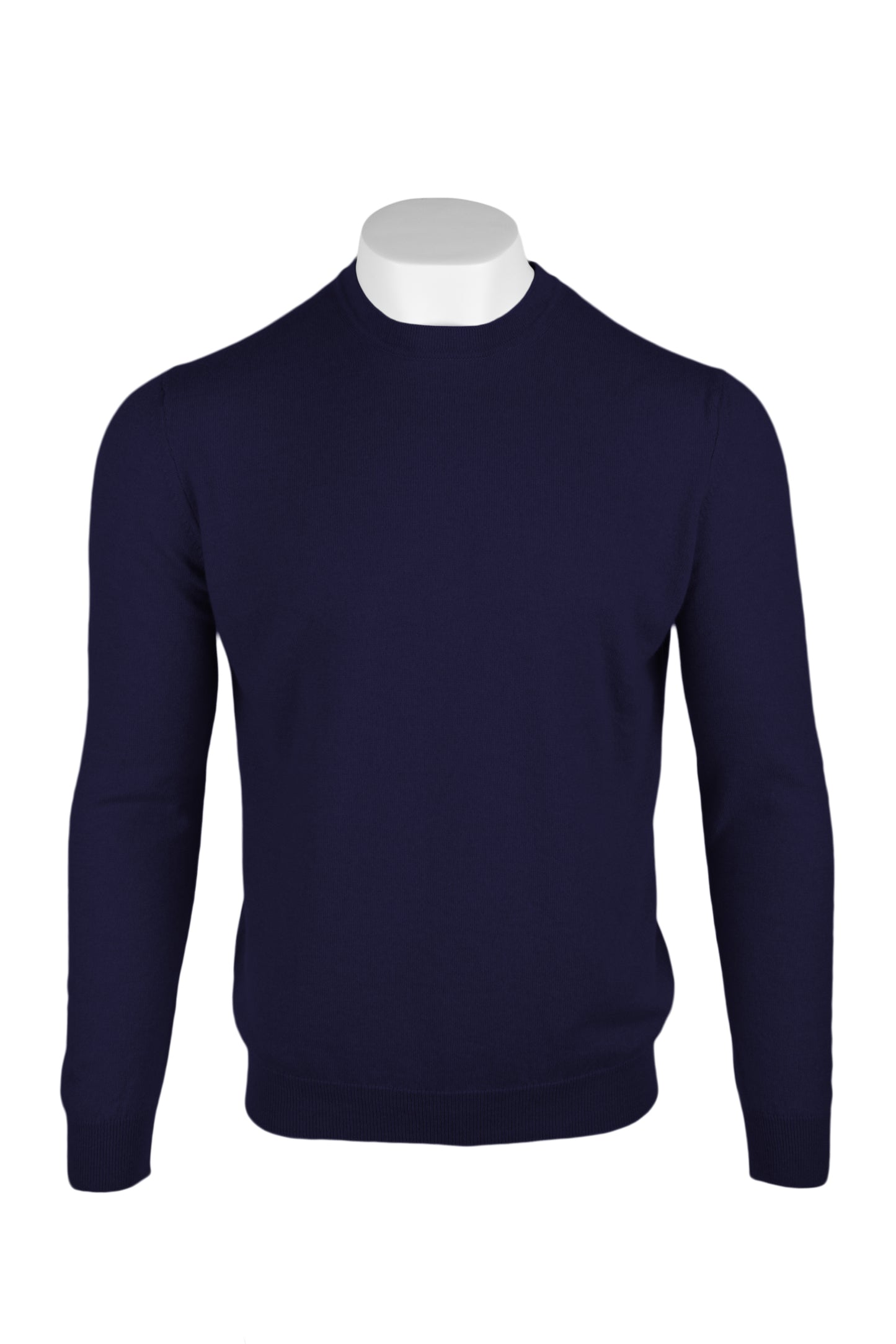 Dark Navy - Front | Men's Knitted Classic Crew Neck Cashmere Sweater