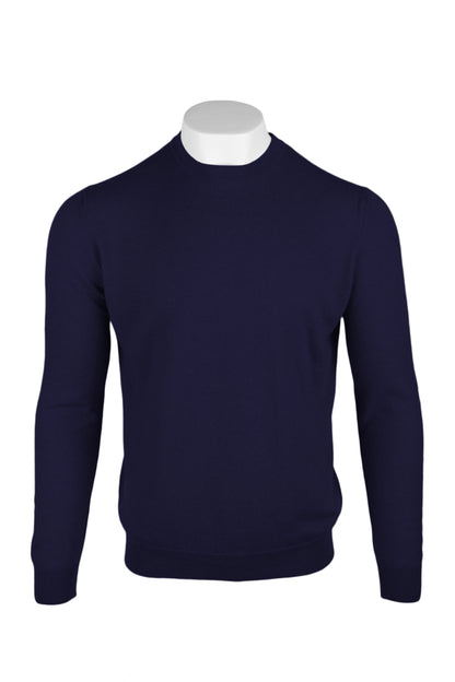 Dark Navy - Front | Men's Knitted Classic Crew Neck Cashmere Sweater