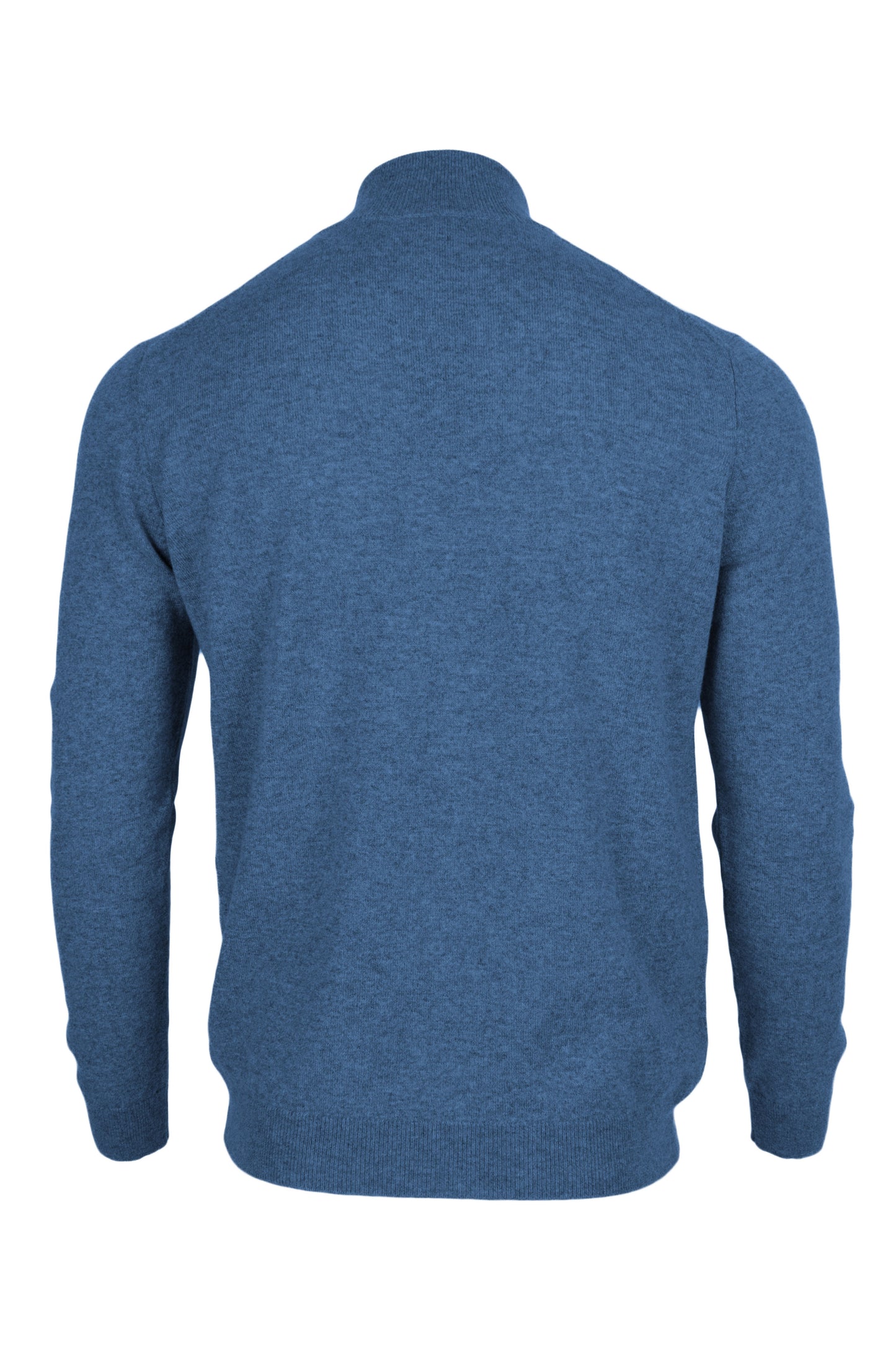 Denim Blue - Back | Men's Knitted Classic Cashmere Zip Neck Sweater
