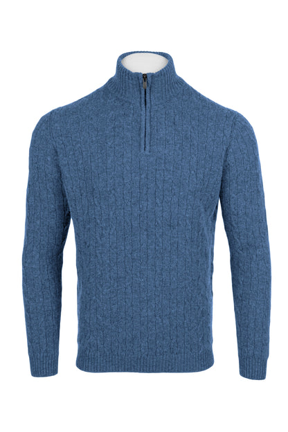 Men's Cable 1/4 Zip Cashmere Sweater