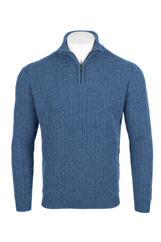 Men's Cable 1/4 Zip Cashmere Sweater