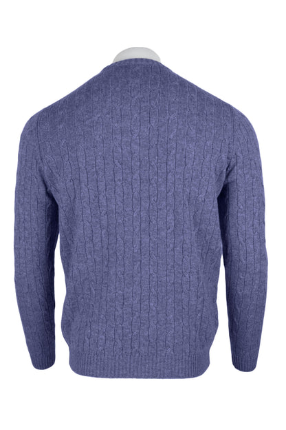 Men's Cable Crew Neck Cashmere Sweater