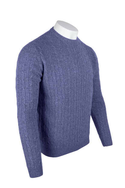 Men's Cable Crew Neck Cashmere Sweater