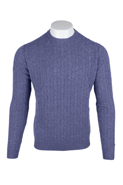 Men's Cable Crew Neck Cashmere Sweater