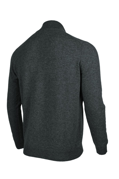 Derby Grey - Back Side | Men's Knitted Classic Cashmere Zip Neck Sweater