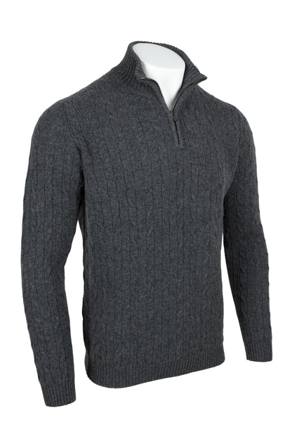 Men's Cable 1/4 Zip Cashmere Sweater