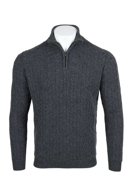 Men's Cable 1/4 Zip Cashmere Sweater