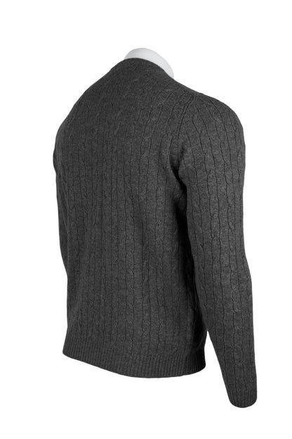 Men's Cable Crew Neck Cashmere Sweater