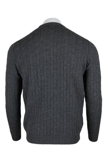 Men's Cable Crew Neck Cashmere Sweater