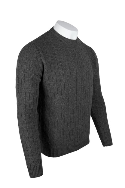 Men's Cable Crew Neck Cashmere Sweater