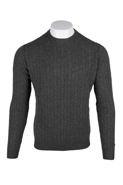 Men's Cable Crew Neck Cashmere Sweater