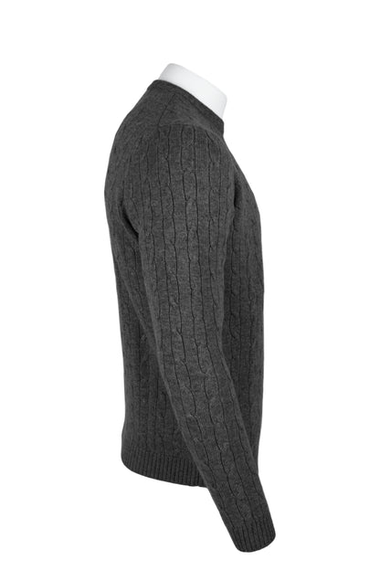 Men's Cable Crew Neck Cashmere Sweater