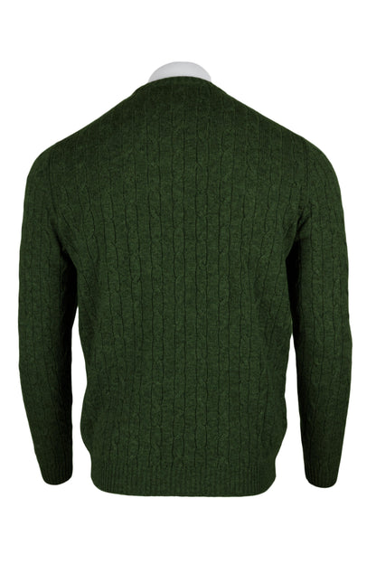 Men's Cable Crew Neck Cashmere Sweater