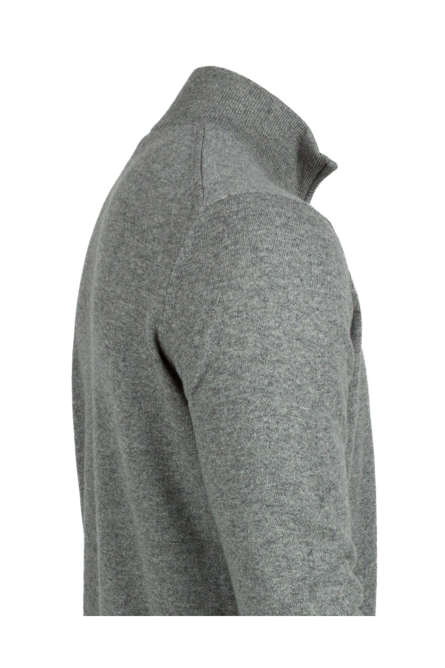 Light Grey - Side | Men's Knitted Classic Cashmere Zip Neck Sweater