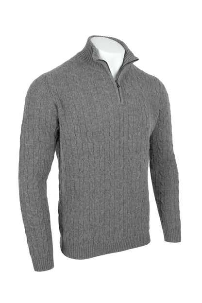 Men's Cable 1/4 Zip Cashmere Sweater