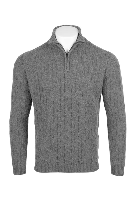 Men's Cable 1/4 Zip Cashmere Sweater