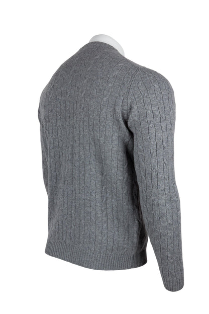 Men's Cable Crew Neck Cashmere Sweater