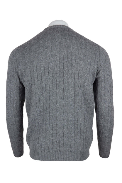 Men's Cable Crew Neck Cashmere Sweater